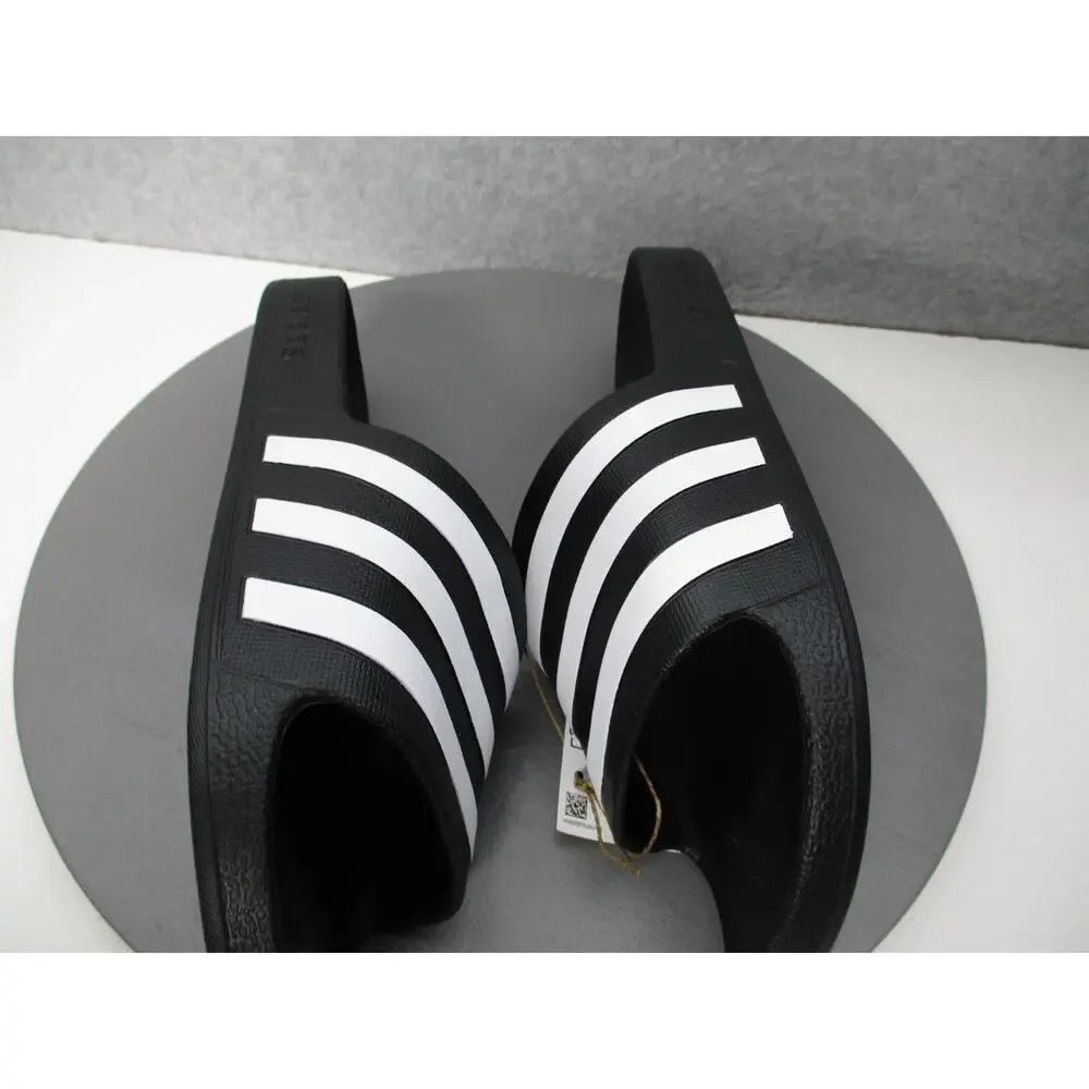 Adidas Adilette Aqua Slides Sandals Black White Mens Sz 11 Womens Sz 12